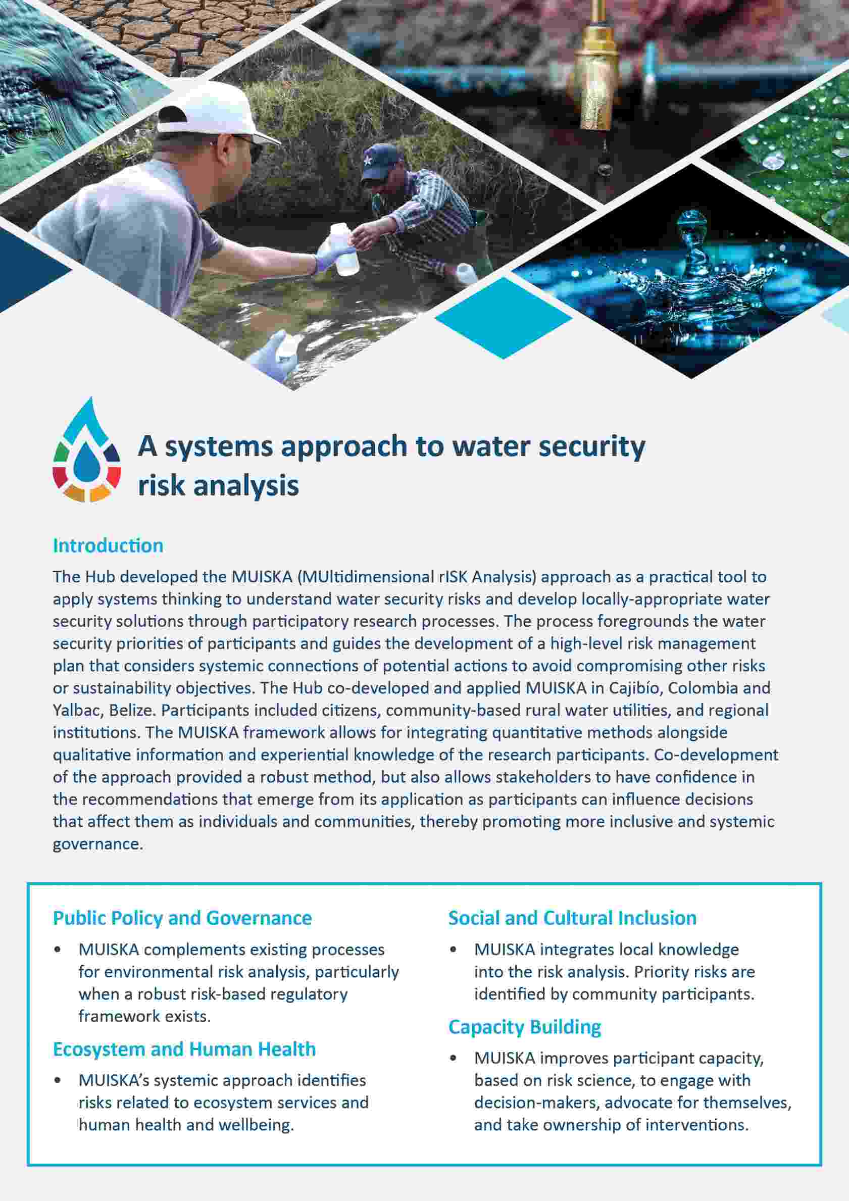 Image of document front cover with text 'A systems approach to water security risk analysis'